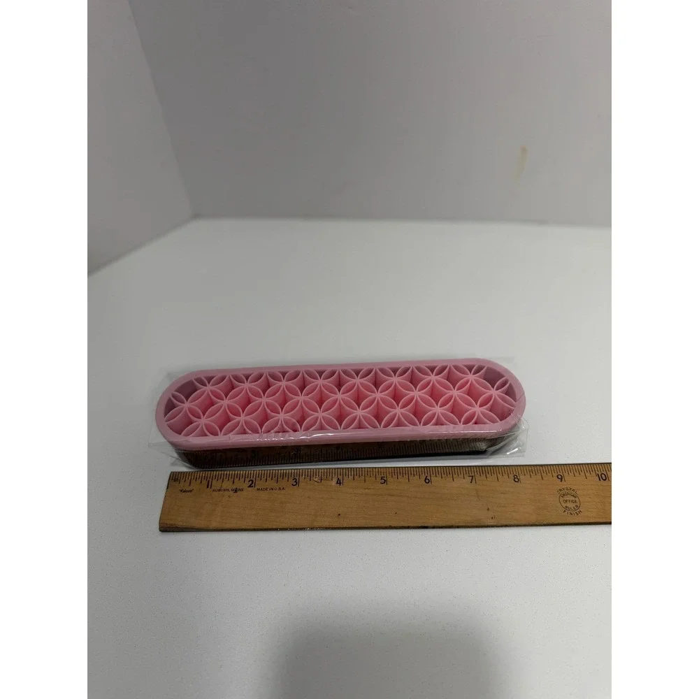 Mary Kay Brush Organizer Pink Silicone Lattice Makeup Tool Holder Black Base NEW
